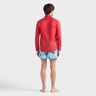 Camisa ligera en gasa de algodón de color liso Lipstick vista trasera desgastada