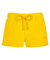 Pantalón corto en tejido de rizo liso para mujer - Vilebrequin x JCC+ - Edición limitada Citron vista frontal