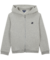 Boys Hooded Front Zip Sweatshirt Placed Back Gomy Heather grey front view