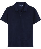 Polo uomo jacquard tinta unita Blu marine vista frontale