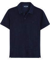 Men Organic Cotton Terry Polo Solid Navy front view