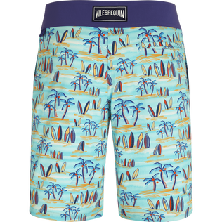 Men Swim Trunks Palms & Surfs - Vilebrequin x The Beach Boys Lazulii blue back view