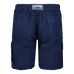 Bermudas lisas de lino con bolsillos de fuelle Azul marino vista trasera