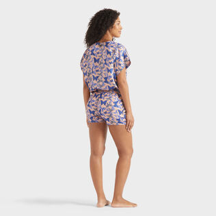 Camisa de seda con estampado Disco Butterflly para mujer Blush vista trasera desgastada