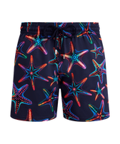 Men Stretch Short Swim Shorts Disco Stars Navy front view