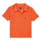 男童纯色亚麻 Polo 衫 Guava 正面图
