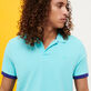 Men Cotton Pique Polo Shirt Solid Lazulii blue details view 1