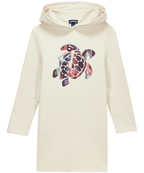 女童 Turtle 扎染色织 连帽长袖连衣裙 Off white 正面图