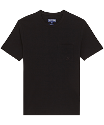 Camiseta de algodón orgánico de color liso para hombre Negro vista frontal