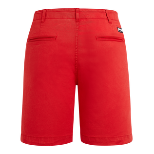 Men Tencel Satin Bermuda Shorts Solid Poppy red back view