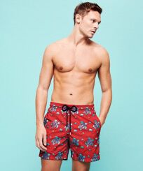 Maillot de bain homme brodé Turtles Jewels - Édition Limitée Rouge vue portée de face