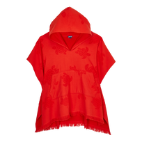 Terry Poncho Poppy red front view