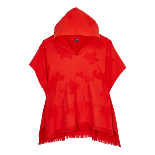 Terry Poncho Poppy red 正面图
