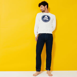 Men Cotton pullover Solid Off white details view 2