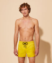 Men Swimwear Short and Fitted Stretch Solid Sunflower front worn view