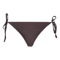 Women Side-Tie Bikini Bottoms Changeant Shiny Burgundy front view