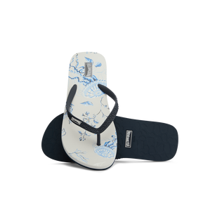 Chanclas con estampado Medusa and Shells para mujer Blanco detalles vista 4