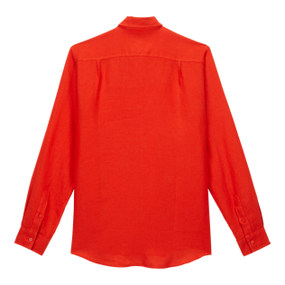 Men Linen Shirt Solid Poppy red back view