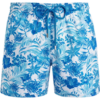 Tahiti Flowers Stretch-Badeshorts für Herren Weiss Vorderansicht