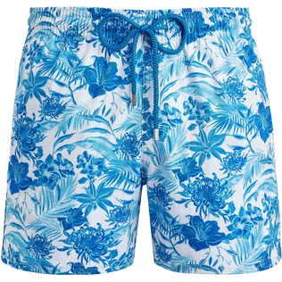 Tahiti Flowers Stretch-Badeshorts für Herren Weiss Vorderansicht