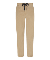 Men Tencel Cotton Elastic Waist Pants Kraft front view