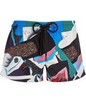 Pantalón corto de baño con estampado Séduction para mujer - Vilebrequin x Deux Femmes Noires Multicolores vista frontal