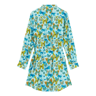 Robe Chemise en coton femme Butterflies Lagon vue de dos