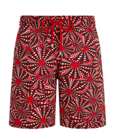 Men Long Stretch Swim Shorts Oursinades Poppy red front view