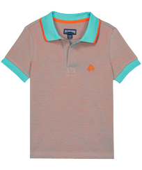 Boys Changing Cotton Pique Polo Shirt Solid Guava front view