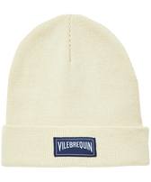 Kids Knitted Beanie Solid Off white front view