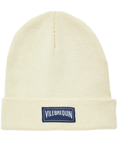 Kids Knit Beanie Solid Off white front view