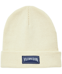 Kids Knitted Beanie Solid Off white vista frontale
