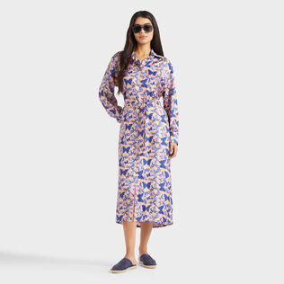Women Long Silk Shirt Dress Blush details view 1