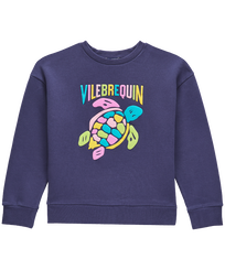 Buntes Sweatshirt für Mädchen mit Rundhalsausschnitt und Schildkröten-Print Marineblau Vorderansicht