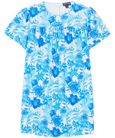 Robe en éponge Tahiti Flowers Blanc vue de face