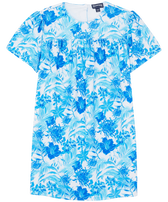 Vestito bambina in spugna Tahiti Flowers Bianco vista frontale