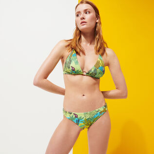 Braguita de bikini de talle medio con estampado Jungle Rousseau para mujer Jengibre vista frontal desgastada