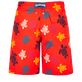 男士 Ronde des Tortues Multicolores 长款游泳短裤 Poppy red 后视图