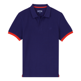 Polo en piqué coton organique homme uni Minuit vue de face