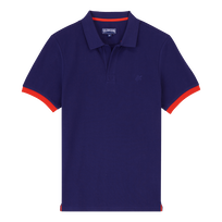 Polo de algodón de color liso para hombre Midnight vista frontal