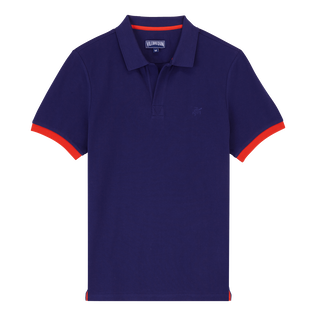 Men Cotton Polo Solid Midnight front view
