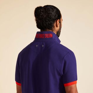 Polo en piqué coton organique homme uni Minuit vue de détail 2