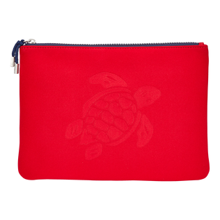 Zipped Turtle Beach Pouch Neoprene Poppy red front view
