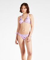 Braguitas de bikini con atado lateral y estampado Wave para mujer - Vilebrequin x Maison Kitsuné Lila vista frontal desgastada