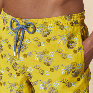 Men Swim Shorts Embroidered Flowers and Shells - Limited Edition Sunflower dettagli vista 3