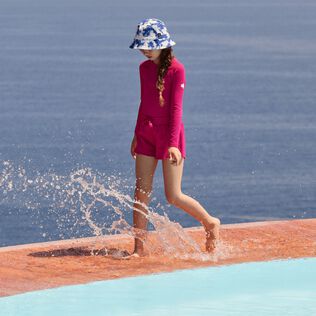 Kids Rashguard Textured Solid Fuchsia details view 2