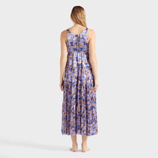 Vestido largo de viscosa y seda con estampado Disco Butterfly para mujer Blush vista trasera desgastada