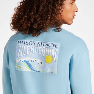 Sudadera de algodón con cuello redondo unisex con estampado Wave - Vilebrequin x Maison Kitsuné Breeze detalles vista 2