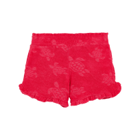 Pantalones cortos de felpa con estampado Rondes des Tortues para niña Grosella vista frontal