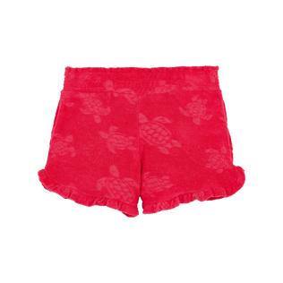 Pantalones cortos de felpa con estampado Rondes des Tortues para niña Grosella vista frontal